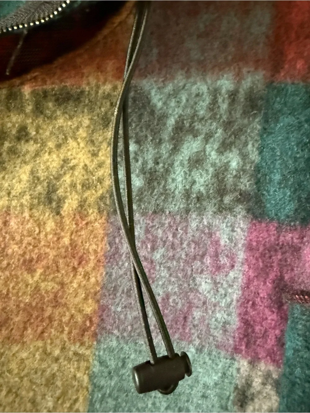Plaid Multicolor Half-Zip Hoodie Sweatshirt - Pink Teal Mustard - Picture 6 of 15